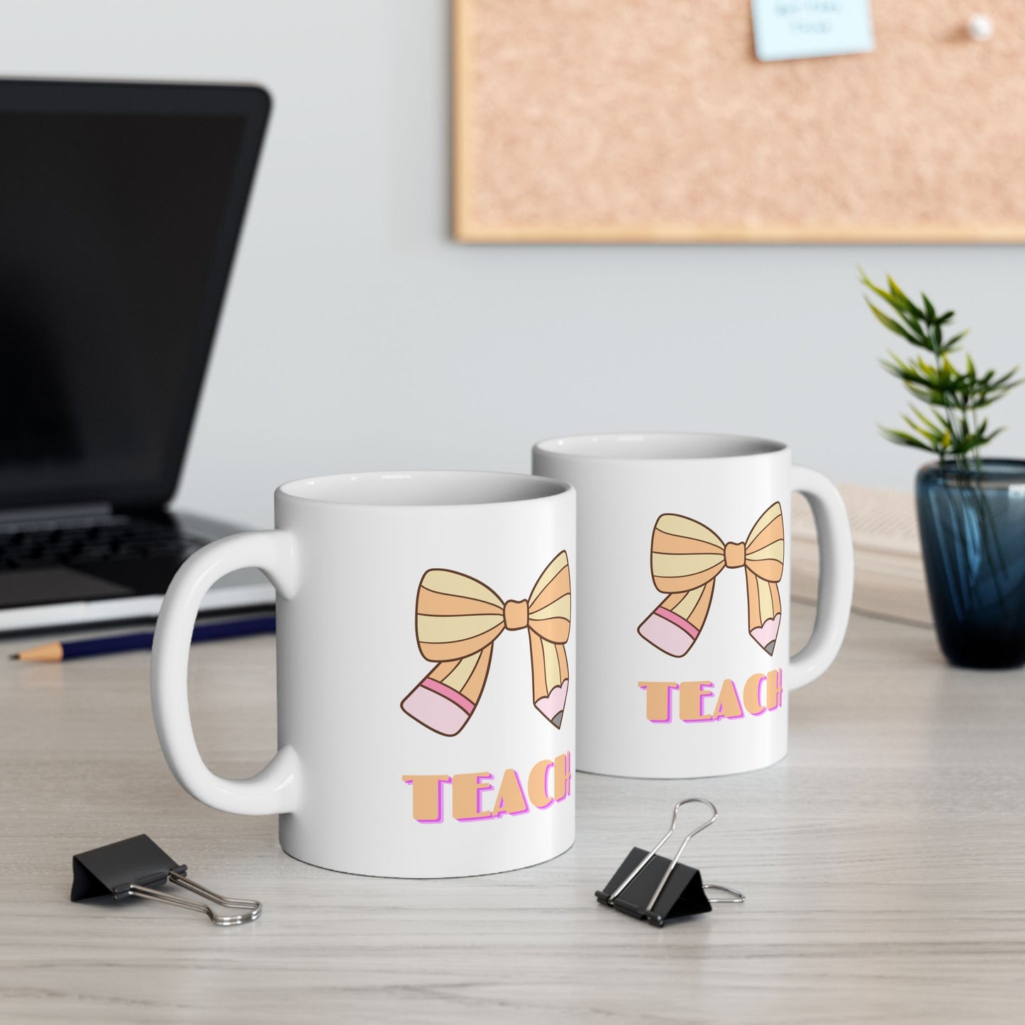 Pencil Bow Teach Mug